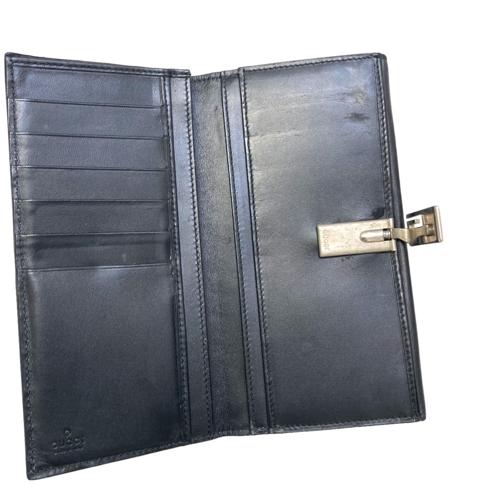 Gucci black leather vintage bling unisex wallet - Picture 4 of 12